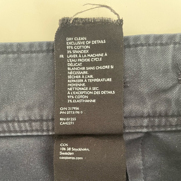 COS Wide Leg Ankle Length Navy Cotton Pants - Picture 8 of 9